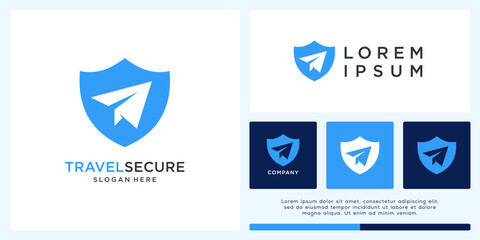 Travel secure logo design with paper plane