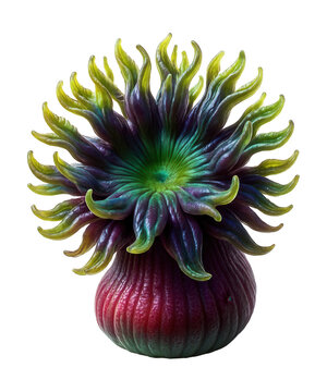 Vibrant sea anemone with trapping tentacles, resembling a Venus flytrap.