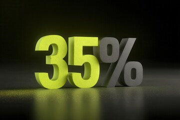 Bright Green and Dark Gray Percentage Sign Reflects Mood of Savings and Discounts in Promotional Setting