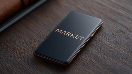 Exploring Digital Trends With a Bold 'MARKET' on a Sleek Smartphone Display in Daylight
