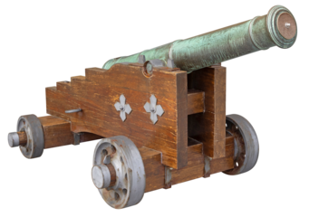 Ancien canon en fonte sur un affût en bois