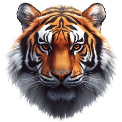 Fototapeta premium Detailed Tiger Face with Fiery Orange and Sharp photo Black Stripes animal wildlife