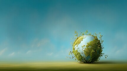 A Colorful and Imaginative Depiction of a Lush Green Earth in a Serene Landscape