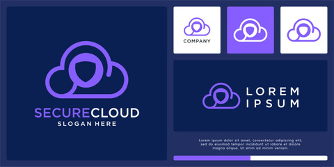 Secure cloud logo design with shield