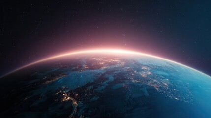 Fototapeta premium Discovering the Beauty of Earth at Night Through Stunning Digital Cosmic Art
