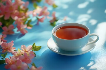 cup of tea with flowers