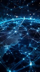 Digital Earth Network Connections Glowing Blue Lights Global Data Flow globe photo