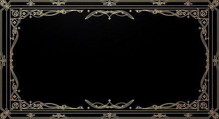 Ornate black frame with gold filigree border