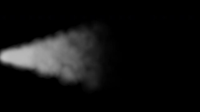 Visual effects, water jet, steam on a black background. 4K