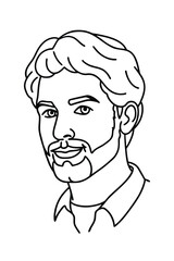 Cartoon vector illustration of a businessman's head with a funny face expression and hair