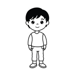A cute cartoon illustration of a smiling boy character representing childhood happiness
