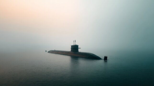 INS Arihant Nuclear Submarine Surfaces Quietly in the Early Morning Mist