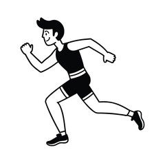 Vector illustration of a black silhouette athlete running, a sport figure perfect for a fitness and competition theme