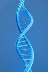 A 3D rendered double helix with clean curves and soft blue lighting, created in a scientific minimal style. Represents genetics, biology, and medical research.
