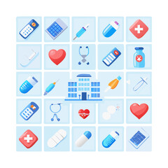 set of icons with hearts