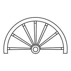 Half of a wooden wheel isolated on, showing spokes and hub
