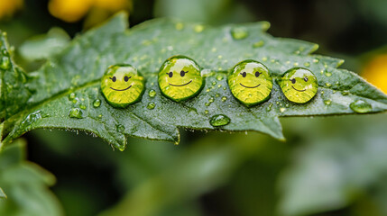 MORNING DEW ON JUICY LEAVES AND FLOWERS