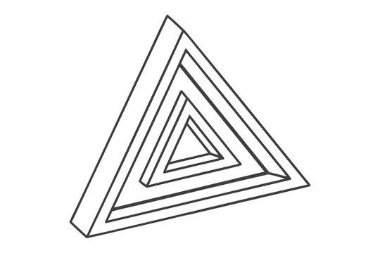 Penrose triangle optical illusion line art impossible triangle
