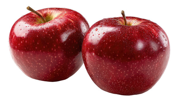 Two vibrant red apples, glossy and whole, are close together - Powered by Adobe