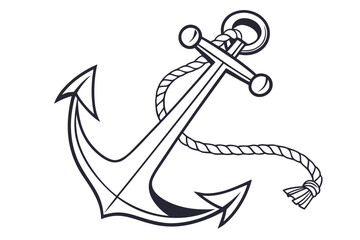 Nautical Anchor with Rope Illustration maritime ocean