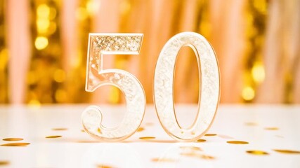Sparkling "50" Celebration: Golden Anniversary, Festive Background
