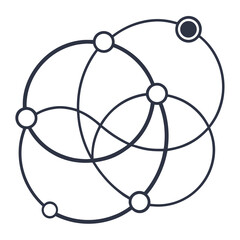Interconnected Circles and Nodes Network Diagram connection