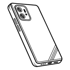 Outline drawing of a modern smartphone rear view Keywords: smartphone, phone, mobile, device