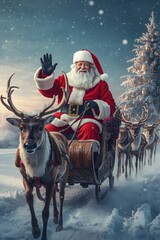 santa claus with reindeer