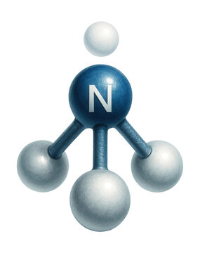 Ammonia molecule featuring a trigonal pyramidal structure with a lone pair.