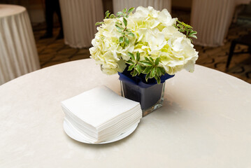 Elegant table decoration with hydrangeas