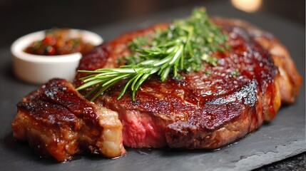 steak with rosemary