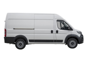 Modern white delivery van ready for commercial use, ideal for logistics, transportation, and business needs, this vehicle represents efficiency and reliability on the road, perfect for branding
