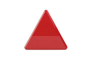Bold red triangle icon with sleek, modern design perfect for branding, safety warnings, or geometric layouts, a visual statement for innovative marketing and attention grabbing designs
