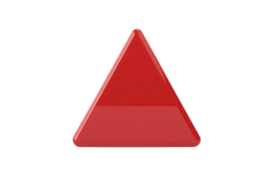 Bold red triangle icon with sleek, modern design perfect for branding, safety warnings, or geometric layouts, a visual statement for innovative marketing and attention grabbing designs - Powered by Adobe