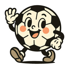 Obraz premium PNG Cheerful cartoon soccer ball