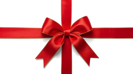 Elegant red satin ribbon and gold-edged bow on a clean white background. Perfect for Christmas, holiday gifts, celebrations, birthdays, promotions, and festive designs. Add a touch of luxury and ch