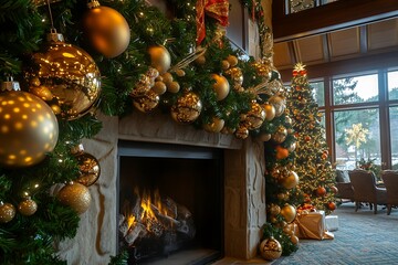 christmas tree with fireplace