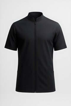 Black Short Sleeve Zip Chef Jacket