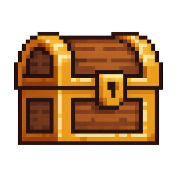 PNG Pixelated treasure chest illustration.