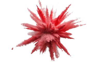Stunning explosion of vibrant red powder paint creating a dynamic burst of color, perfect for artistic designs, creative projects, or impactful visuals that demand attention and energy