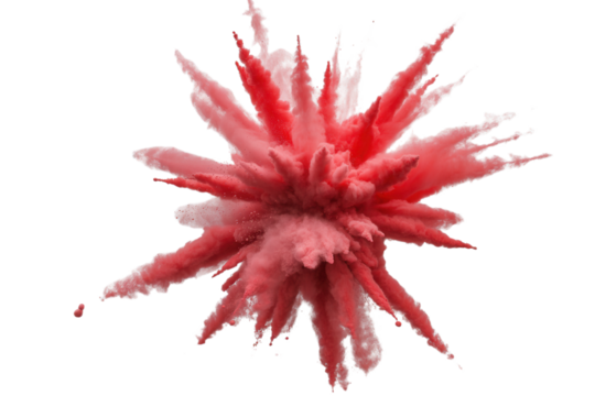 Stunning explosion of vibrant red powder paint creating a dynamic burst of color, perfect for artistic designs, creative projects, or impactful visuals that demand attention and energy