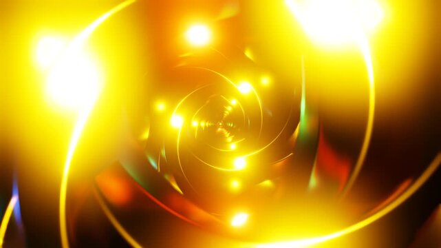 Glowing spiral golden ribbons lights swirl in abstract vortex with vibrant color - Powered by Adobe