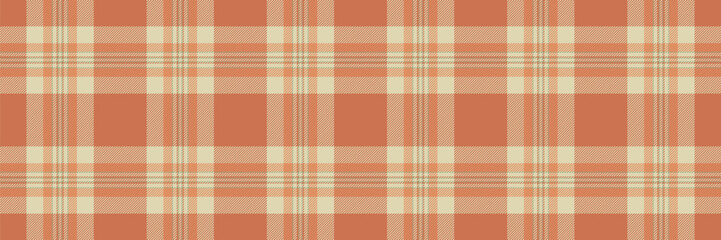 Scrap vector background fabric, tablecloth check textile texture. Regular plaid pattern seamless tartan in orange and light colors.
