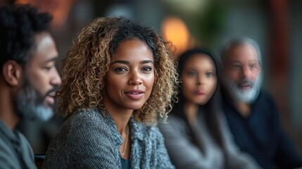 Fototapeta premium A diverse group of people sitting in a circle, having an open conversation about mental health and support for each other during hard times
