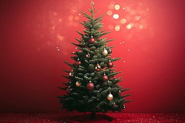 christmas background with christmas tree and snowflakes