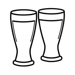 A single, clear glass of cold beer is isolated against a white background, full of fresh, transparent liquid beverage