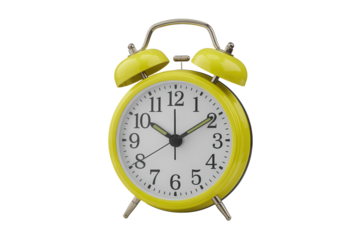 Yellow alarm clock on Transparent Background a classic timekeeping device perfect for reminders and wake-up calls