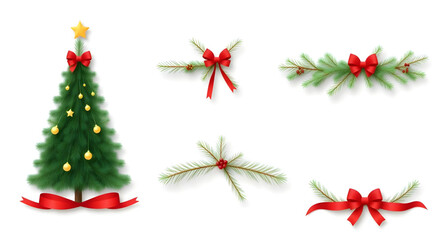 christmas, tree, elements, needles, branches, spruce, pine, festive, holiday, ornament, glowing, sparkle, shimmer, bright, gold, silver, garland, tinsel, ribbon, shiny, bauble, wreath, frosty, snow, w