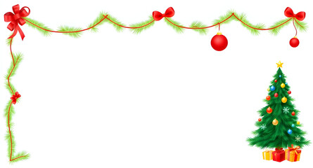 christmas, tree, elements, tinsel, garland, lights, ribbons, bows, baubles, ornaments, glitter, shine, sparkle, glowing, bright, colorful, vibrant, festive, winter, snowy, pine, evergreen, spruce, mer