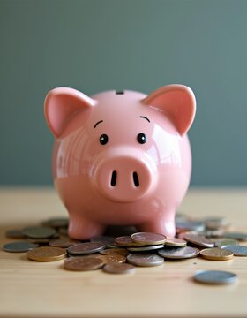 Piggy Bank Crumbling Savings finance recession crisis money investment chart stock graph business